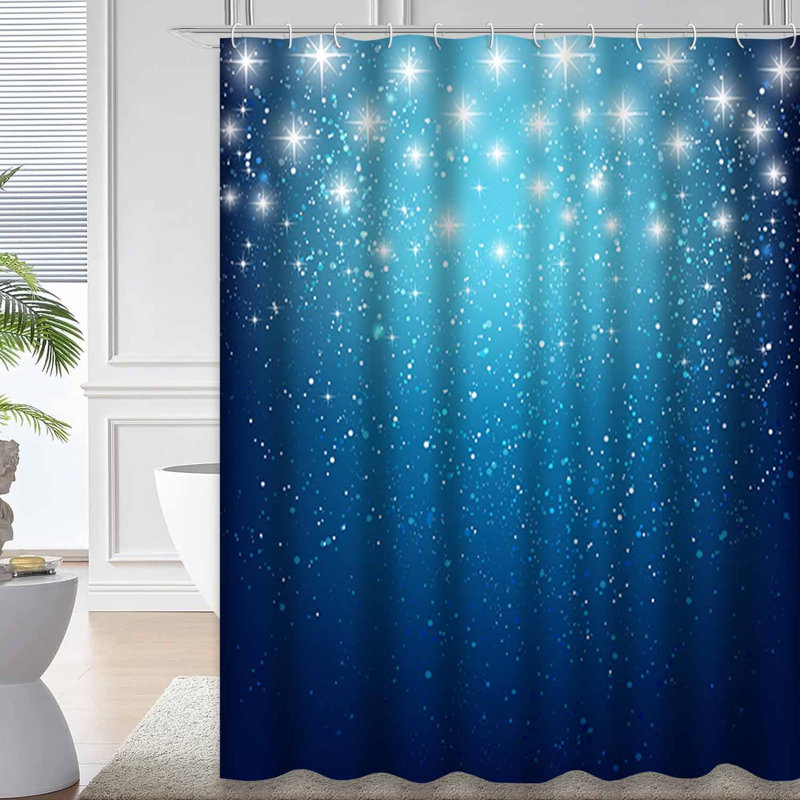 Rideau de douche bleu imperméable, rideaux de douche pour la salle de bain avec 12 crochets, L 72 po x l 72 po