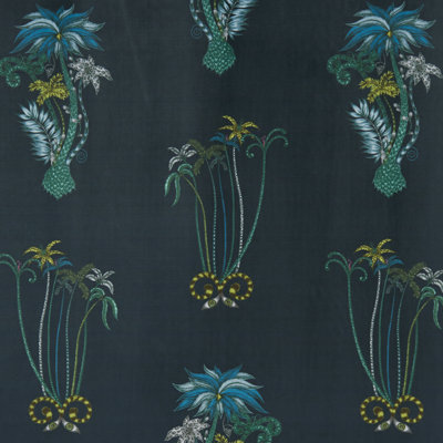 Animalia Jungle Velvet - Navy Fabric