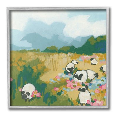 Abstrait, moutons et fleurs, estampe numérique par June Erica Vess