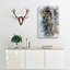 Peeping Great Horned Owl In Abstract - Wrapped Canvas-55366670
