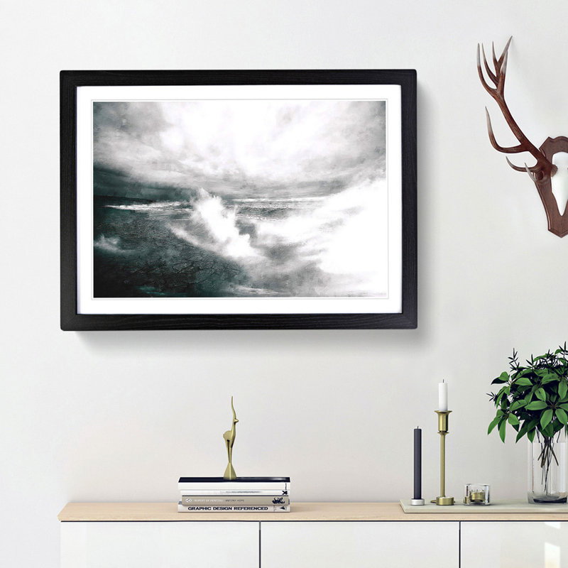Crashing Waves - Picture Frame Painting Print, Black Framed, 24cm H x 33cm W x 2cm D