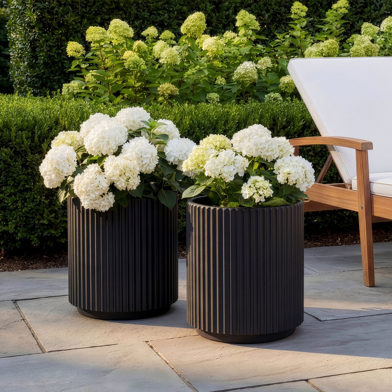 Demi Series Pot Planter, 16" H x 14.75" W x 14.75" D, Black, 2