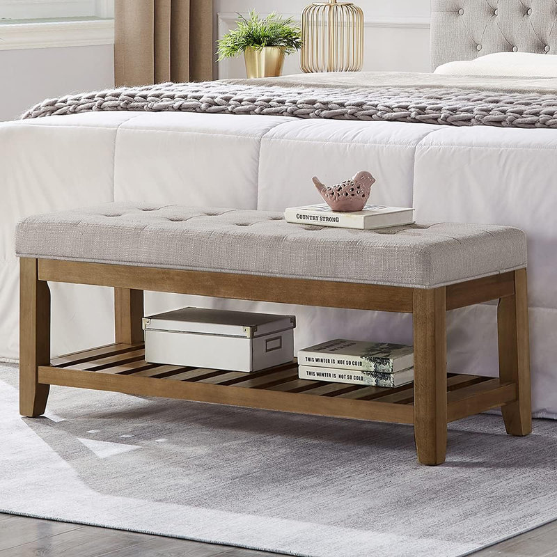 Chemash Upholstered Bench, Linen