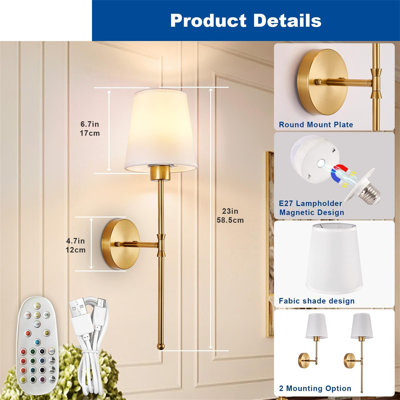 Battery Powered Armed Sconce