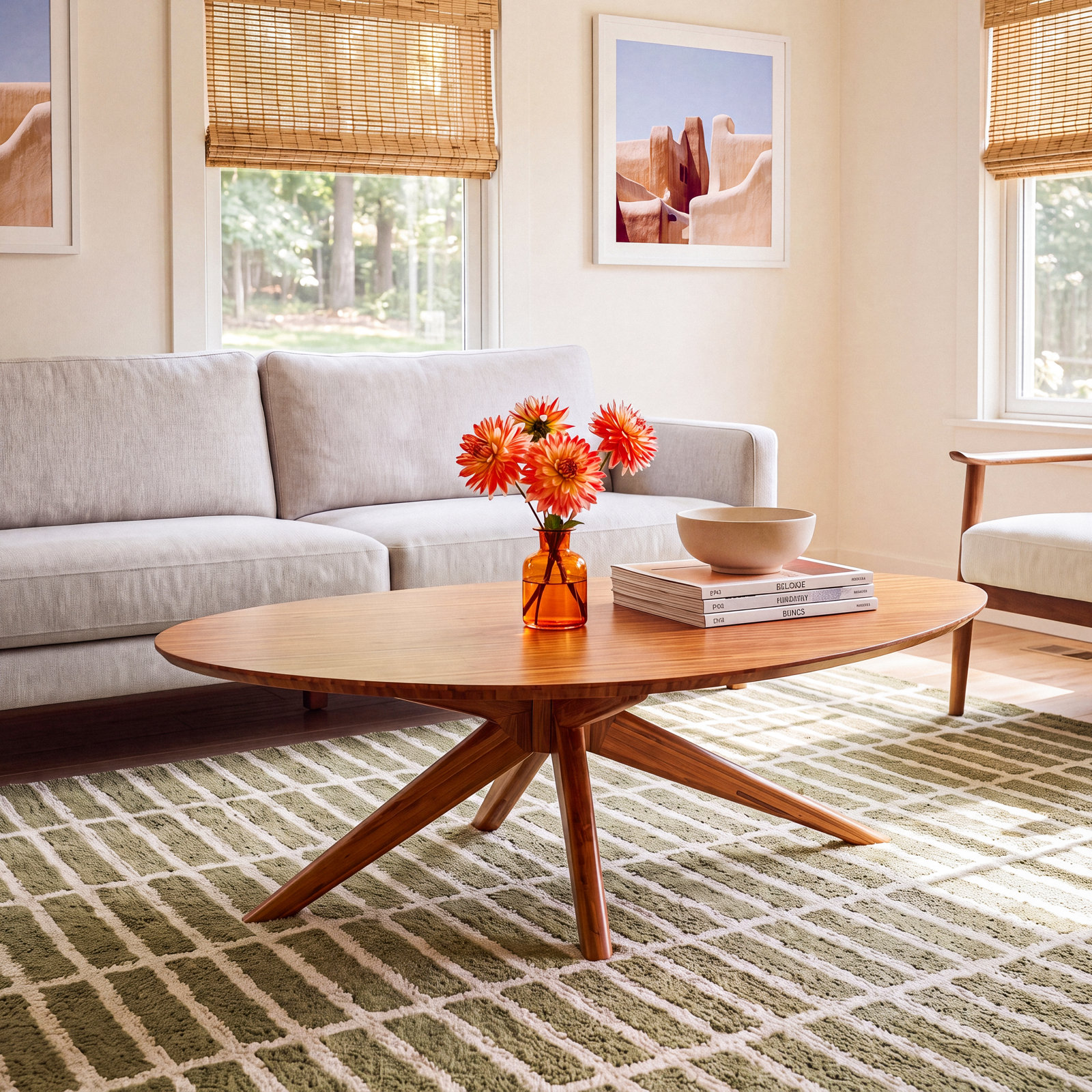 Chelse 47" Solid Wood Coffee Table, Amber