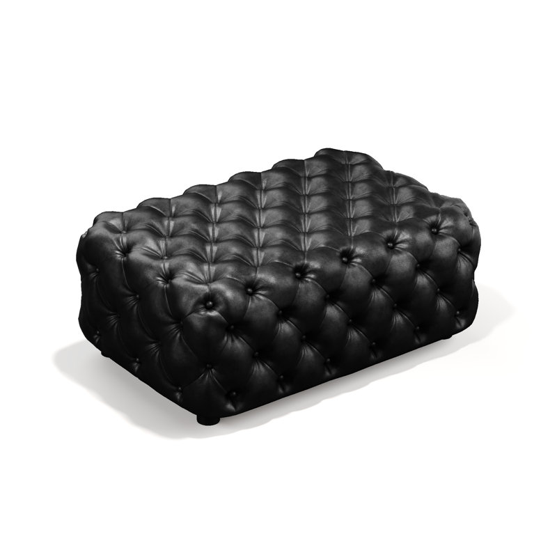Repose-pieds rembourré en similicuir 38,5 po, Black