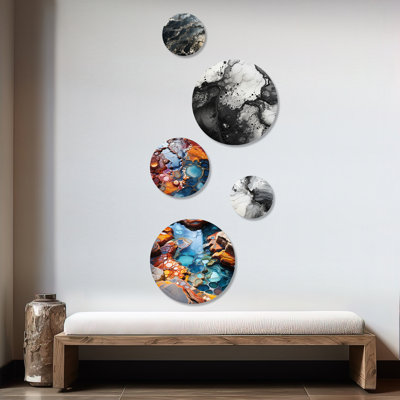 «Intertwine Water Fusion - Lake River», ensemble d'art mural rond sur 5