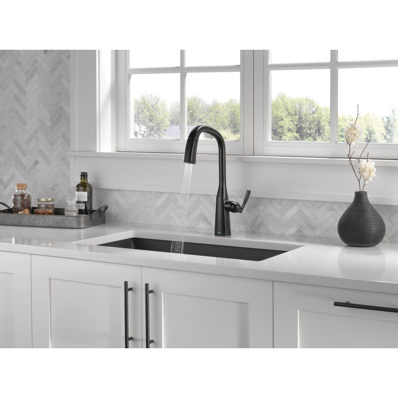 Stryke Pull Down Touch Single Handle Kitchen Faucet with Touch2O Technology and With Accessories, Matte Black