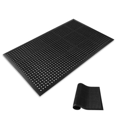 Symple Stuff Rubber Anti Fatigue Floor Mat 36 x 60 in - Non-Slip, Waterproof, Padded Kitchen and Office Mat - Anti-Fatigue, Cushioned Rubber Foot Pad, Shock Absorbing, Easy Clean, Indoor Outdoor Use