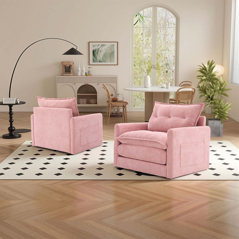 Fauteuil pivotant simple 36 po en chenille 36 po * 2, Rose