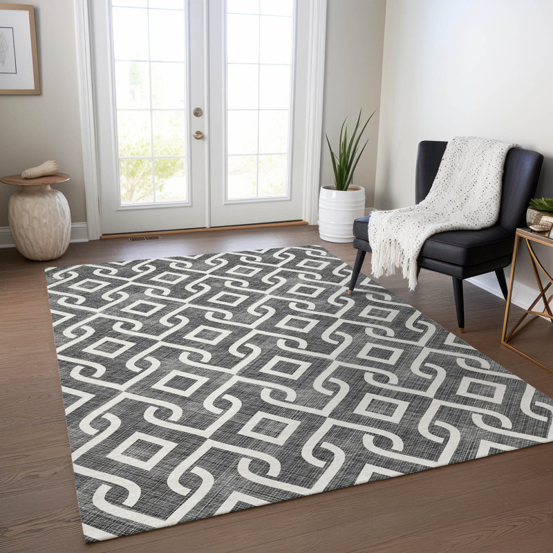 Kaylani Washable Geometric Indoor / Outdoor Rug, Rectangle 8' x 10'