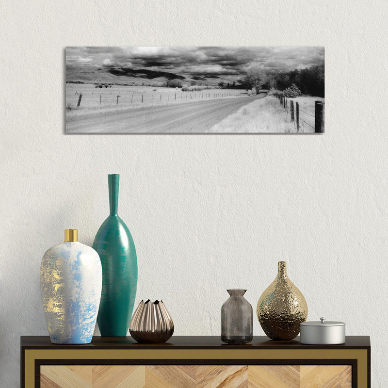 Country Road, Montana, USA by Panoramic Images - Wrapped Canvas Panoramic Print, 30.48 cm H x 91.44 cm W x 3.175 cm D