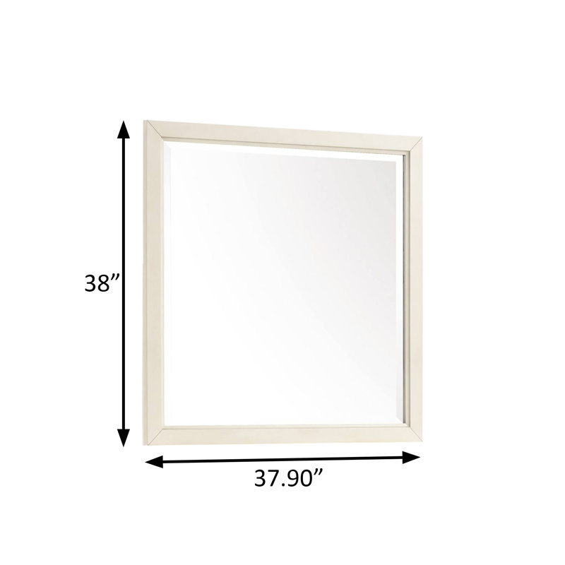 37.9"W Transitional Mirror, Antique White