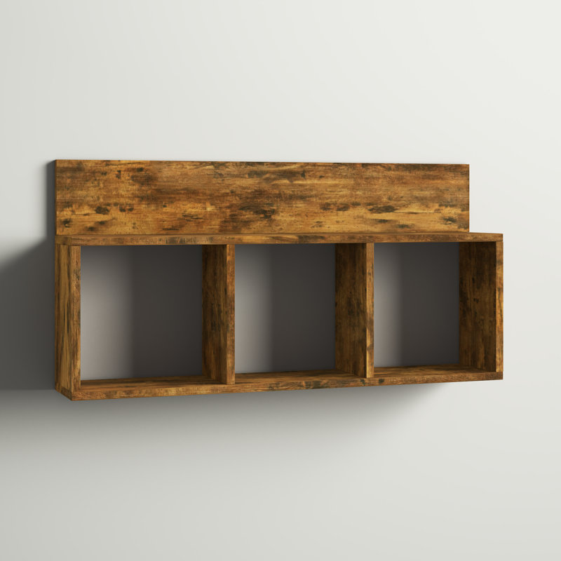 Mcneil 3-Cubby Manufactured Wood Wall Shelf, Brown