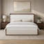 Base de lit plateforme en bois massif avec tête de lit et pied de lit rembourrés Bouclé, durable et élégante pour les chambres à coucher modernes-134005147-134005149