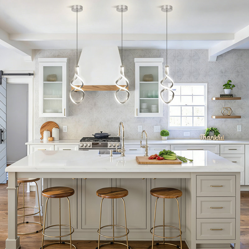  1-Light Led Pendant Light with Remote Control, Brushed Nickel