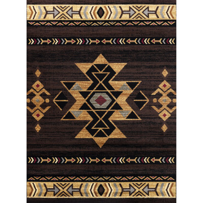 Tapis brun de 7 pi 10 po X 3 po. Tribes Gcyls4005, polypropylène, teinté, pour les ménages dynamiques, fabriqué en brun Turquie, 100% vie active,