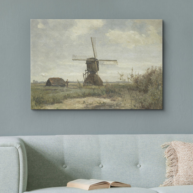 Reproduction d'art sur toile rétro moulin à vent rétro, H 12 po x l 18 po, Toile tendue, Ne s’applique pas