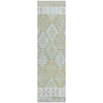Machine Washable Indoor/Outdoor Xhevrie Sage Rug