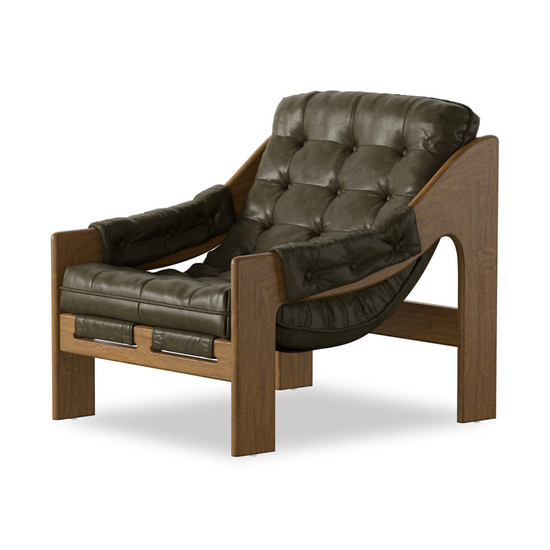 Kensington Armchair, Dulane Moss Genuine Leather, Weathered Sepia