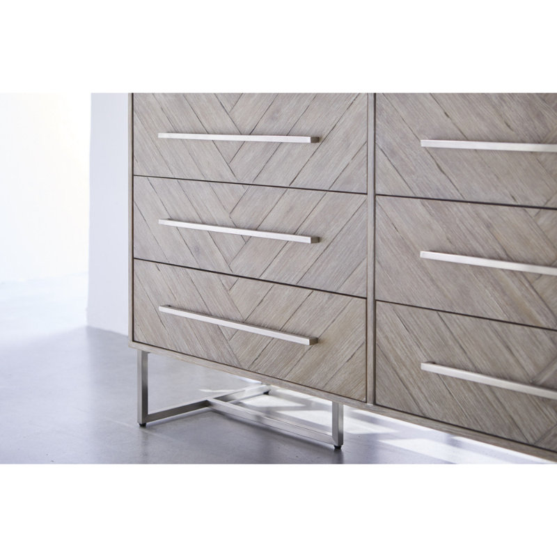 Commode double 6 tiroirs l 62 po Mosaic, Brun clair