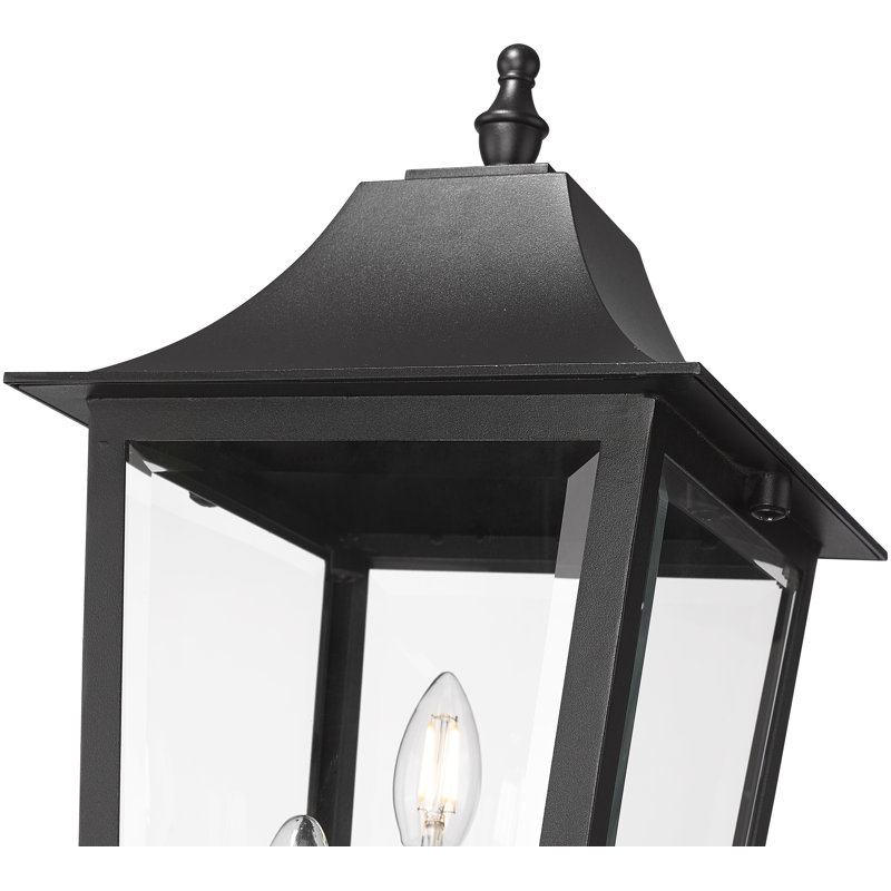 Black 3-Light Outdoor Post Mount Fixture with Clear Glass