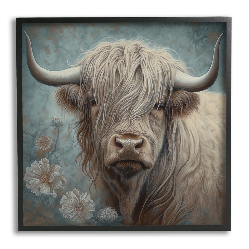 «Mystic Highland Cattach» par Steve Hunziker, H 17 po x l 17 po x P 1,5 po, Giclée encadrée noir minuit