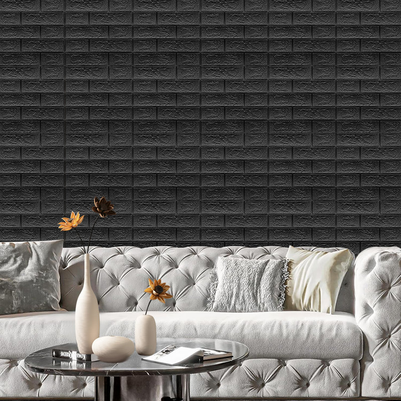 20 pièces de carrelage mural rétro européen effet pierre effet papier peint autocollant, Noir