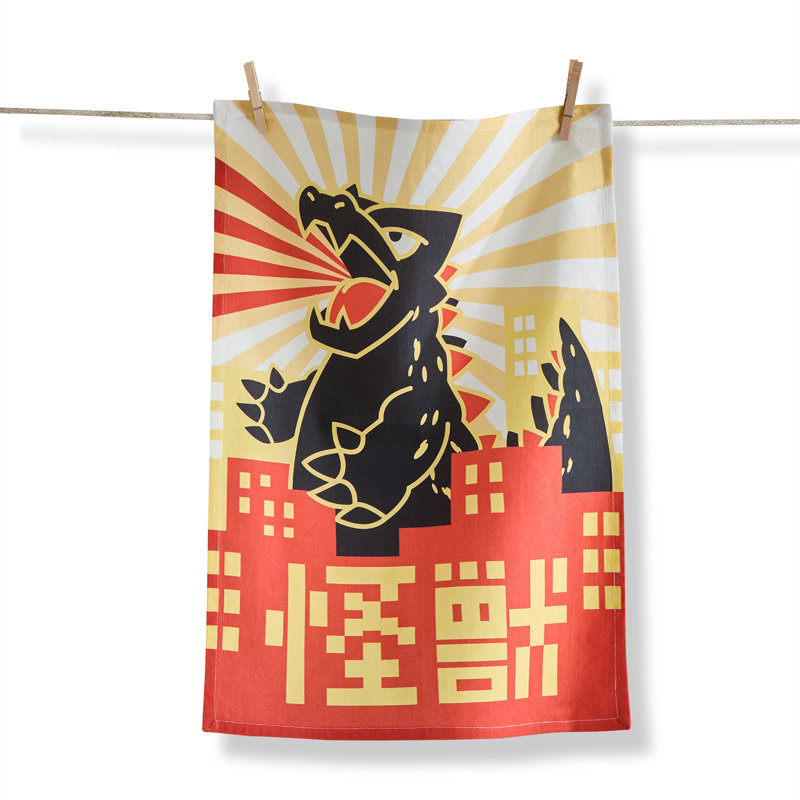 Kaiju Graphic Cotton Dishtowel Multi 26 x 18 in