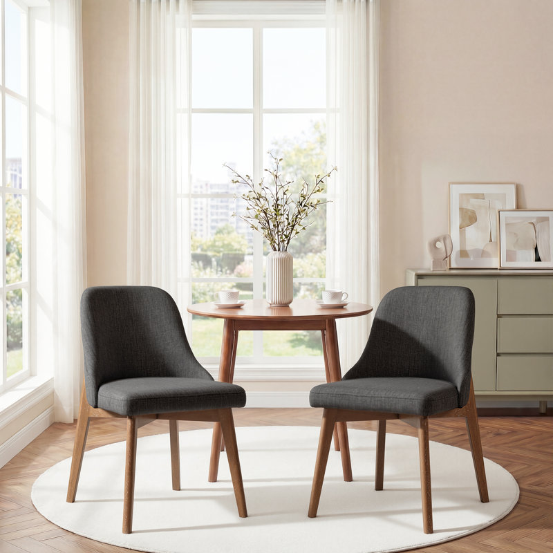 Chaises de salle à manger rembourrées Modern, 2, Brun patiné, Gris foncé