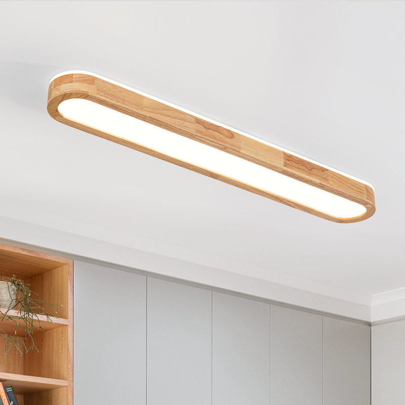 Cristalle Wooden Long Oval Led Flush Mount, 6000K