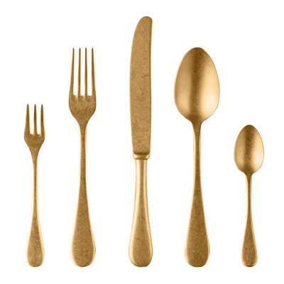 Vintage Flatware Set with Cake Forks - 30 Pieces - Gold
