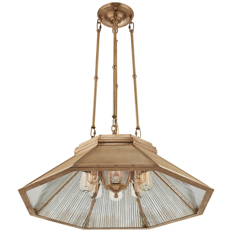 Ralph Lauren Rivington 8 Light Medium Pendant, Natural Brass, Antique Ribbed Mirror