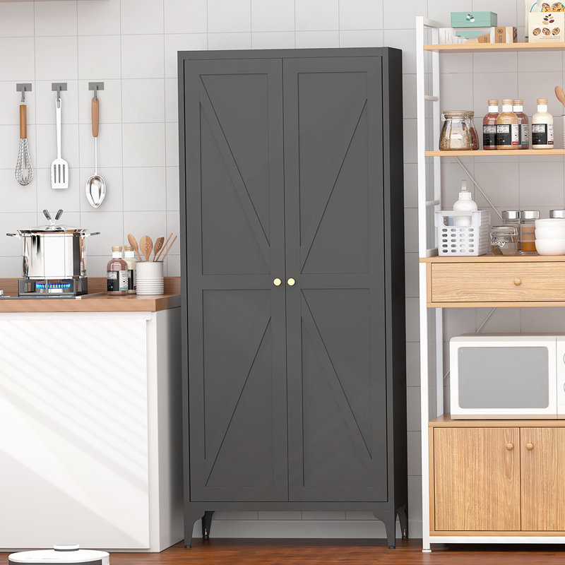 Metal Storage Cabinet, Kitchen Pantry Cabinet With Adjustable Shelves For Kitchen, Living Room, Dining Room And Office, Black