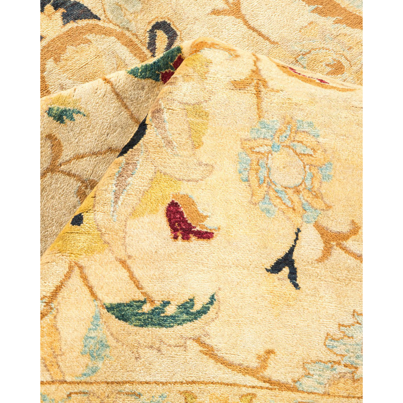 Tapis unique noué à la main Hayeslee Mogul - beige / bleu, 7 pi 10 po x 10 pi 3 po