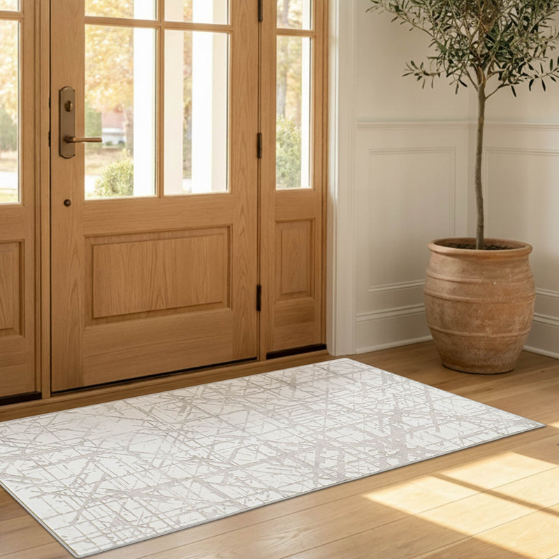 Aria Dream Mink Printed Chenille Rugs, 2' x 4' and 2' x 6', Ivory