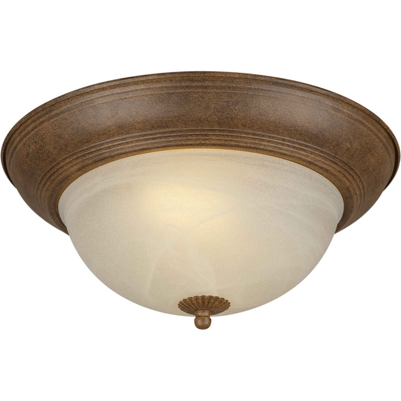 Vosburg Glass Flush Mount, Chestnut, 6" H x 14" W x 14" D