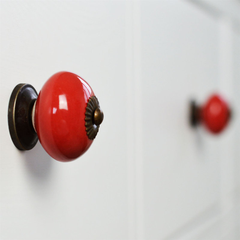 Nicola Spring - Round Ceramic Cabinet Knob, Red