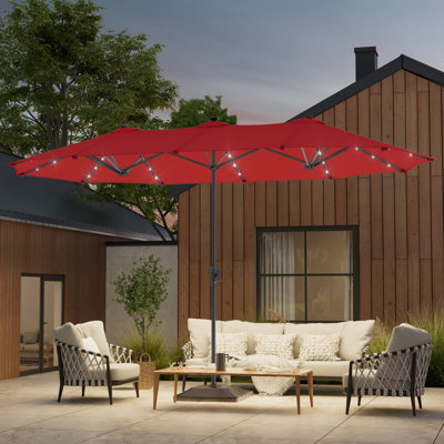 13 x 7.2ft Solar-Powered Double-Sided Patio Umbrella with Large Canopy