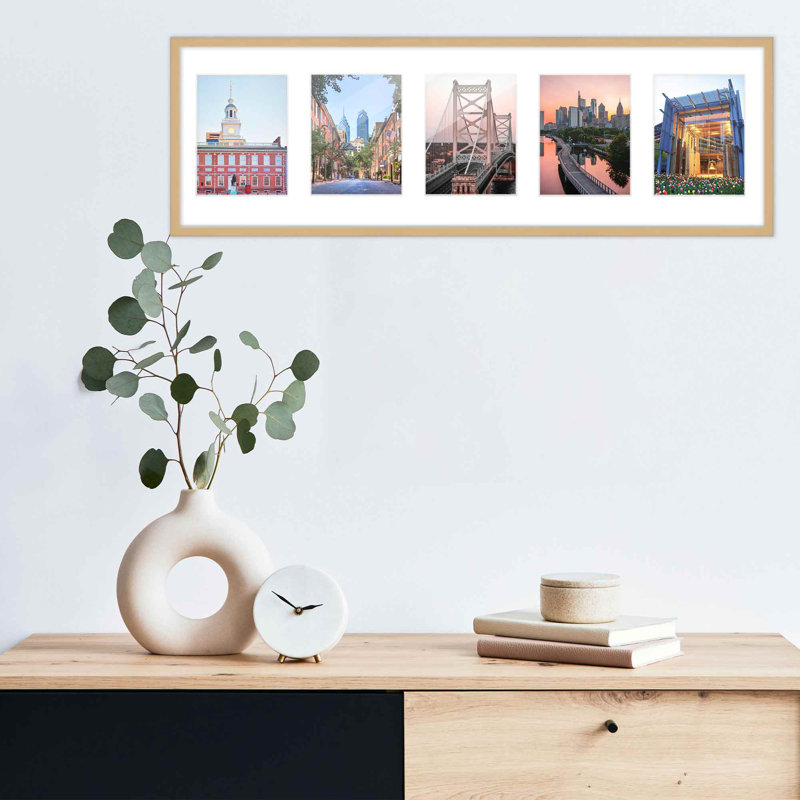 Cadre en bois, Naturel / blanc, 5 po x 7 po, 8,5 po x 28,5 po