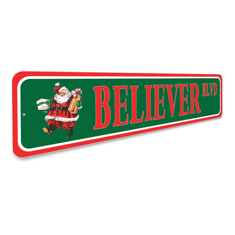 Plaque de rue Santa Believer, H 6 po x l 24 po x P 0,06 po