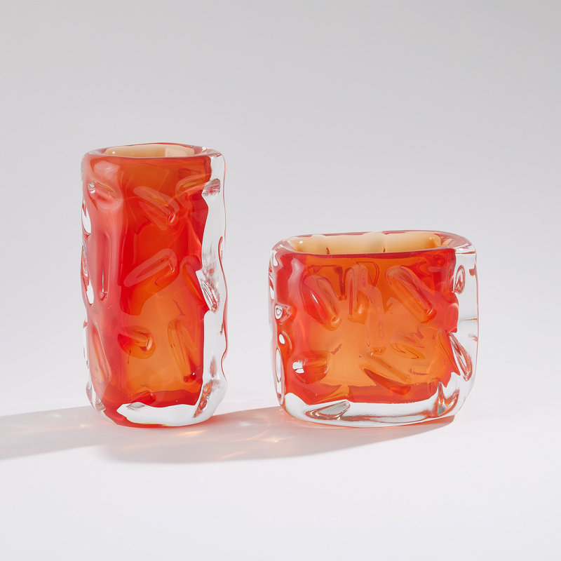 Glass Table Vase, Red, Overall Height- 6"