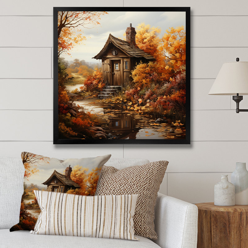 Autumn Retreat Toilet Booth - Bath & Laundry Canvas Print, Cadre simple noir, H 30 po x l 30 po x P 1 po