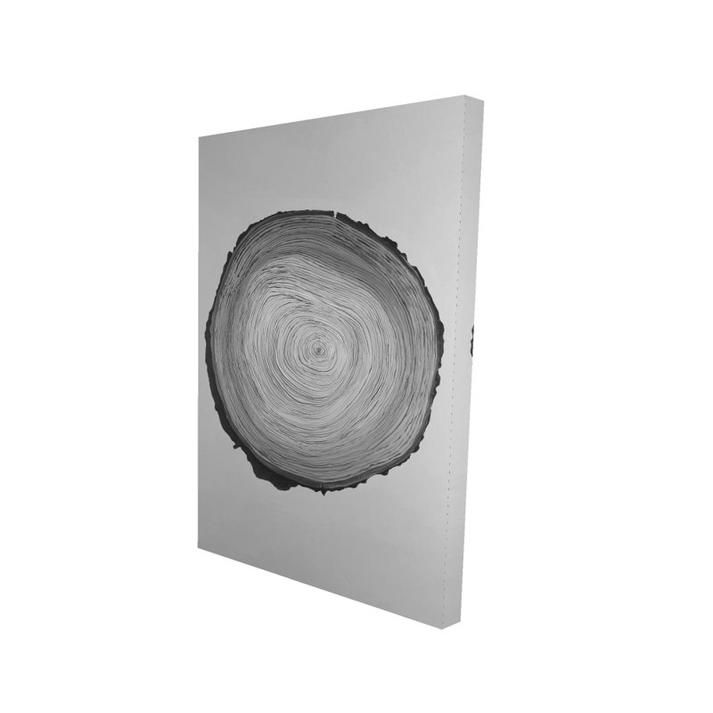 Bûche de bois ronde en niveaux de gris - Toile monochrome, H 36 po x l 24 po