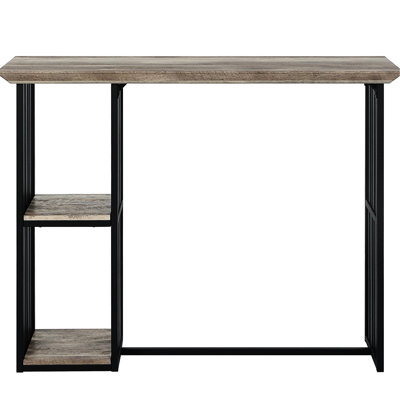 Table à 2 tablettes à hauteur de comptoir - chêne et noir sable pour une utilisation polyvalente avec finition de tablettes de rangement