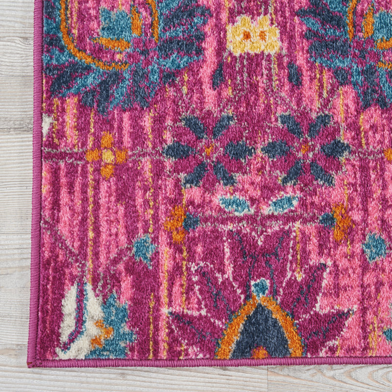Tapis rose Augusta Bohemian Farmhouse, Tapis de couloir 2 pi 2 po x 10 pi