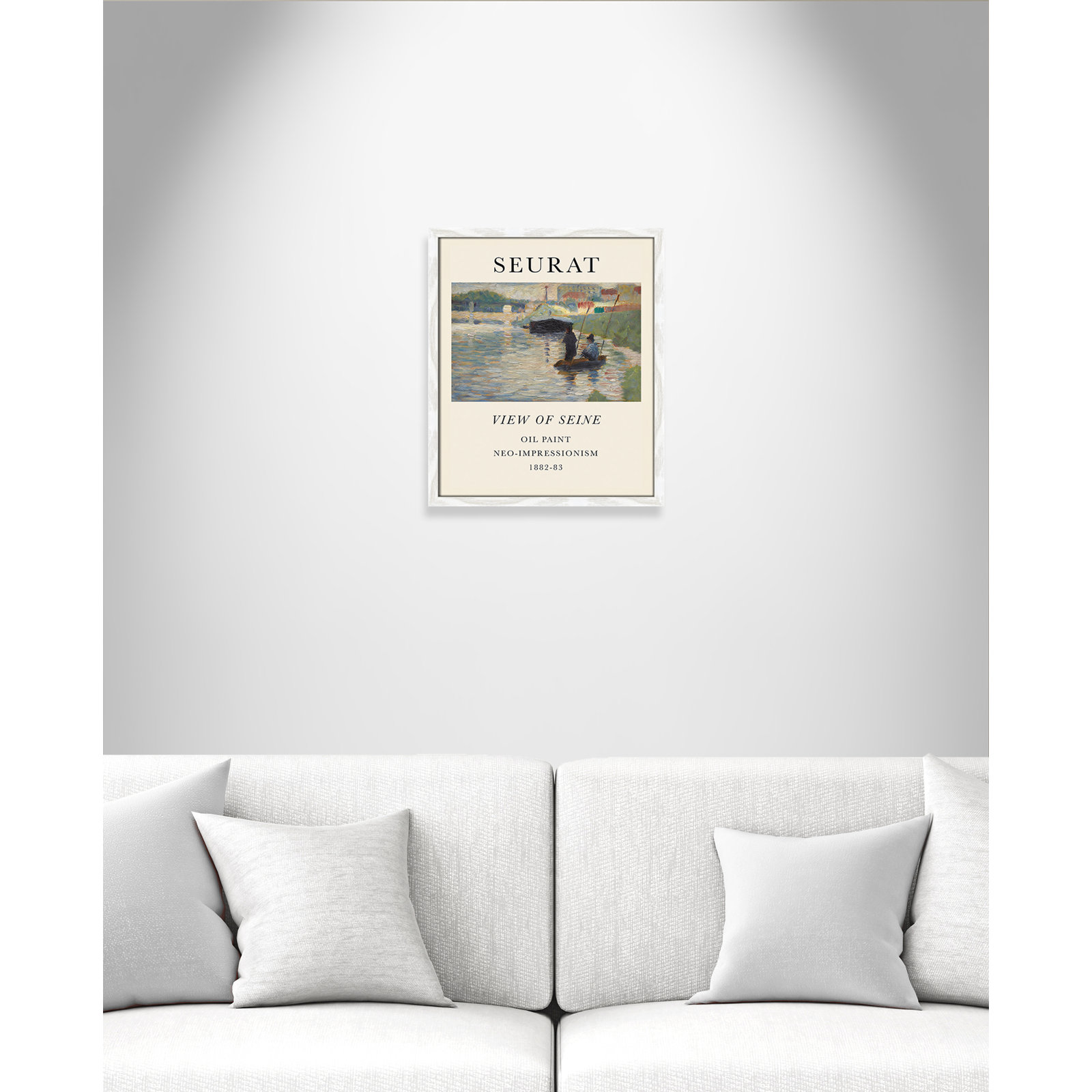 View Of Seine by Georges Seurat, No, White Single Picture Frame, 19" H x 16" W x 0.75" D