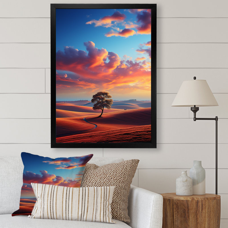 «Landscape Colorful Horizons II», art mural sur toile, Cadre photo noir, H 40 po x l 30 po x P 1,5 po