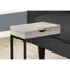 Table d'appoint, en forme de C, bout, côté, collation, tiroir de rangement, salon, chambre à coucher, stratifié gris, métal chromé, contemporain, moderne-374014077-374014078