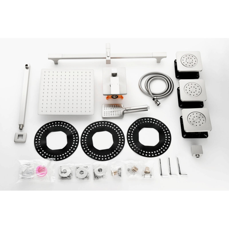 Système de douche complet avec valve brute, Nickel brossé